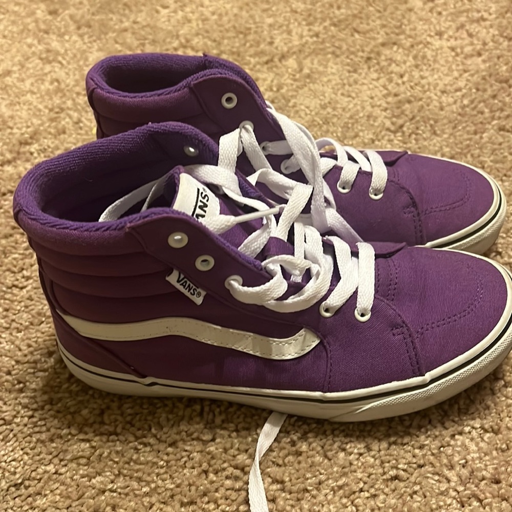 Purple and white vans for girls